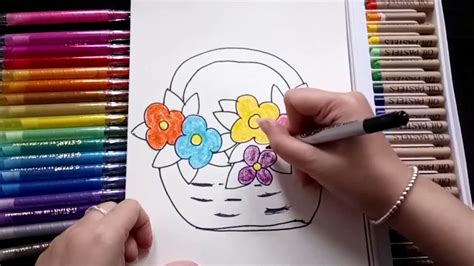 Vẽ Giỏ Hoa Cùng Bé Bé Tô Màu Giỏ Hoa Youtube