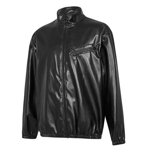 Opening Ceremony Faux Leather Track Jacket Men Faux Leather