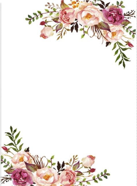 A Floral Frame With Pink Flowers And Green Leaves On The Edges In