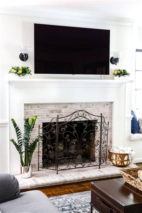 Diy Lime Washed Brick Fireplace Blesser House