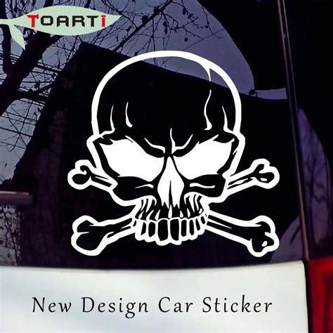 Skull Cracked Human Head And Crossbones Car Stickers Creative Vinyl