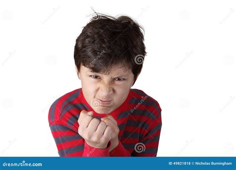 Mad Angry Boy Stock Photo Image Of Fists Fury White 49821818