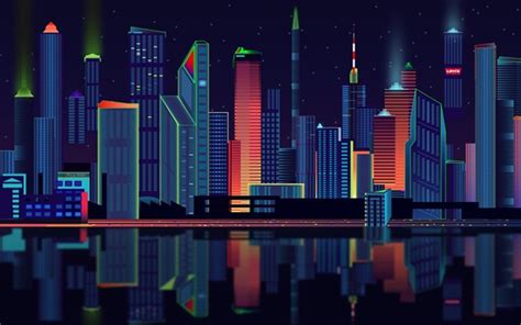 Fondos De Pantalla Diseño Vectorial Ciudad Rascacielos Noche