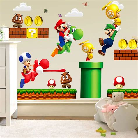 Super Mario Bros Kids Removable Mural Wall Decals Sticker Home Decor