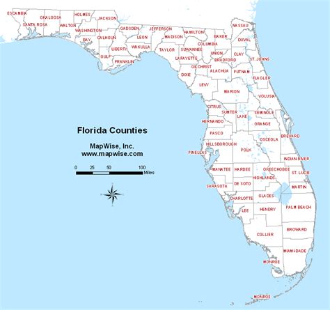 Map Of Counties In Florida Printable