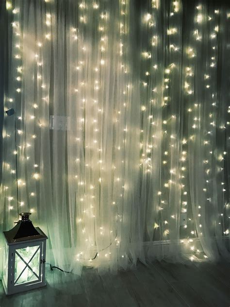 Twinkling Lights With Sheer Curtains Backdrop For Christmas Curtain