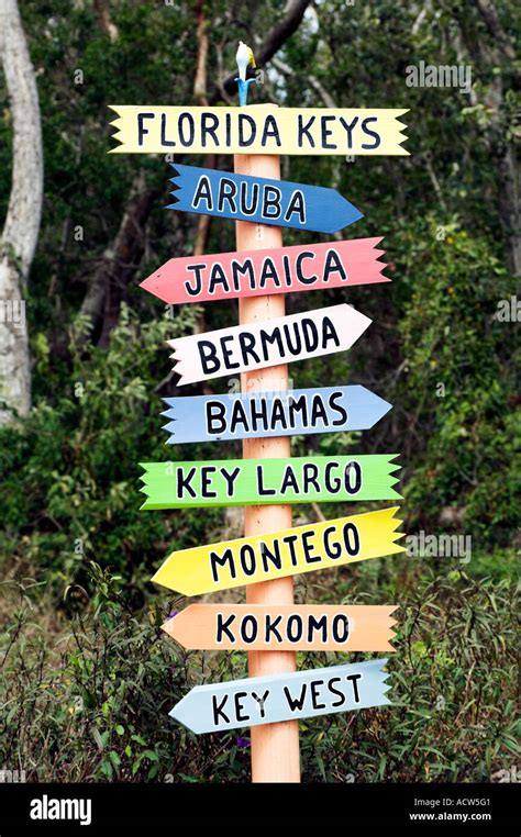Multiple destination sign in the Florida Keys USA Stock Photo: 7561408 ...