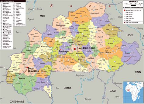Burkina Faso Detailed Administrative Map With All Cities Detailed