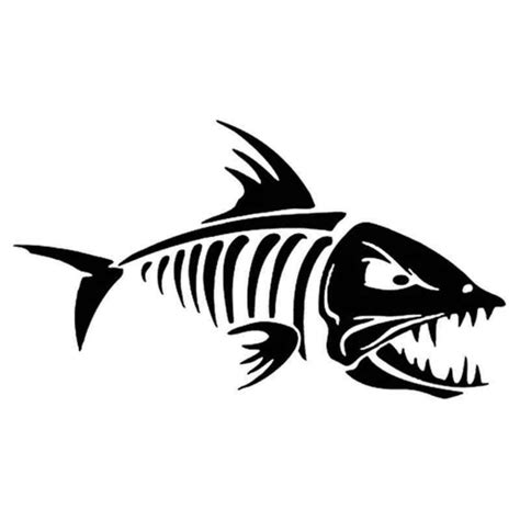 Skeleton Fish 822 Decal Sticker Ballzbeatz Com Fish Drawings Fish