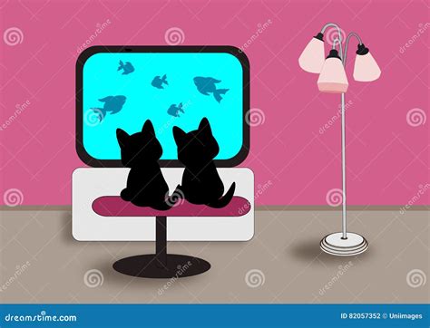 Two Black Cats Stock Illustration Illustration Of Cute 82057352