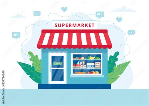 Grocery Store Concept Supermarket With Different Grocery Vector