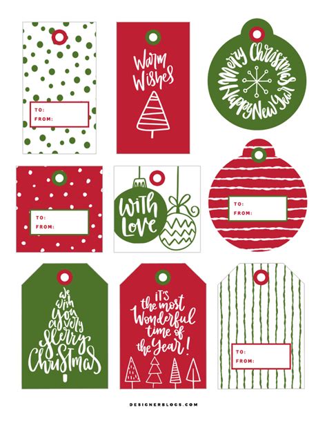 Free Printable Christmas Tags 9 Different Designs