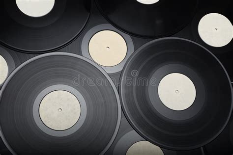 Heap Of 12 Inch Lp Vinyl Records With Blank Labels Stock Photo Image