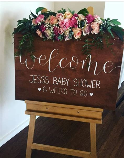 Welcome Baby Shower Sign Rustic Wooden Chalk Lettering Etsy