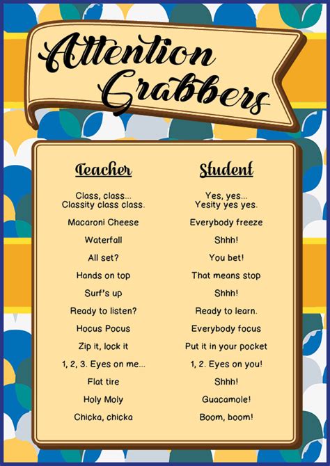 Attention Grabbers Printable Poster Teacher For A Day