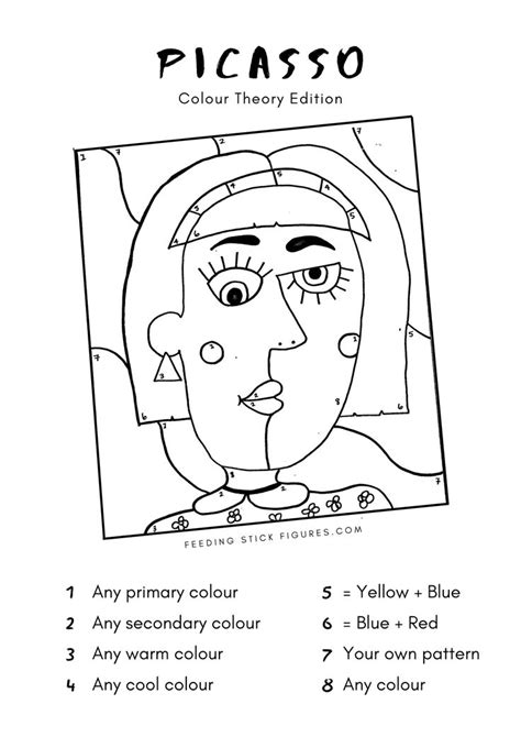 Picasso Colour By Numbers Activity Sheet Art Worksheets Art