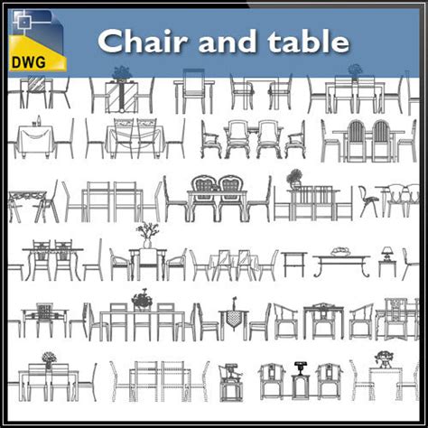 Chair And Table Cad Blocks Cad Design Free Cad Blocksdrawingsdetails
