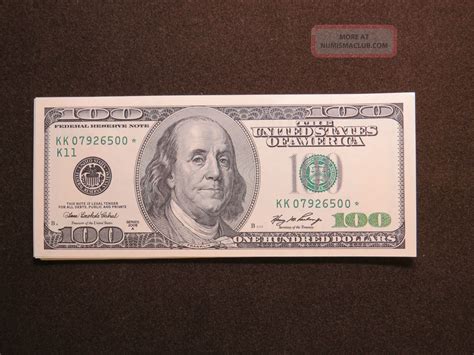 2006 A 100 Us Dollar Bank Note Replacement Star Bill United States