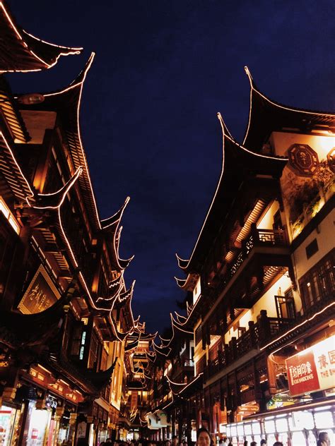 Old Cultural Town At Night In Shanghai China Image Free Stock Photo
