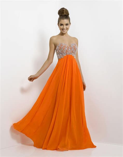 A Line Chiffon Sweetheart Natural Waist Floor Length Low Back Prom Dress Orange Prom Dresses