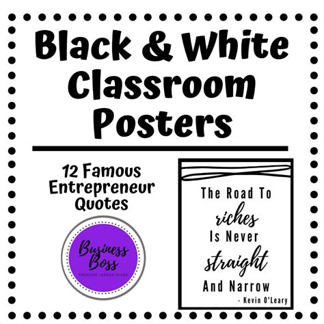 Black And White Classroom Posters Famous Entrepreneur Business Quote