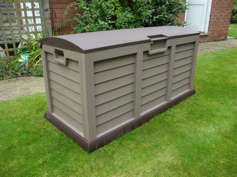 Xl Size Brown Garden Storage Utility Cushion Box Shed Plastic Fully Waterproof Ebay