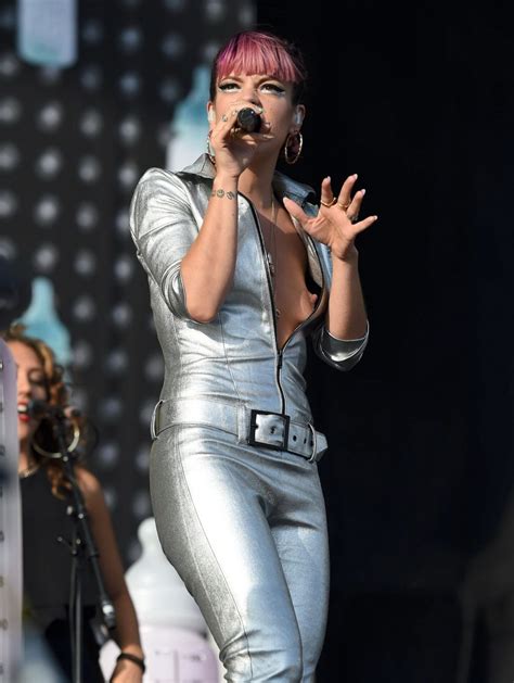 Lily Allen Showing Off Her Bare Boobs Braless In A Wide Open Silver Jumpsuit At Porn Pictures