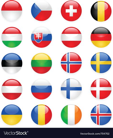 Europe Flags Buttons Part Two Royalty Free Vector Image