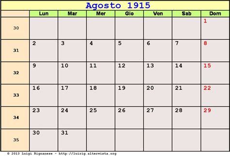 Calendario Agosto 1915 Da Stampare Eclisse Di Sole