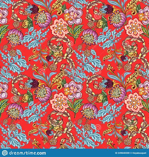 Floral Seamless Folk Pattern Ethnic Native Flowers Watercolor