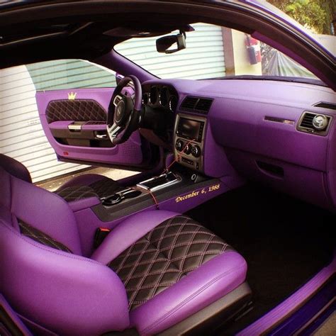 Dodge Challenger Purple And Black Interior Double Diamond Stitch