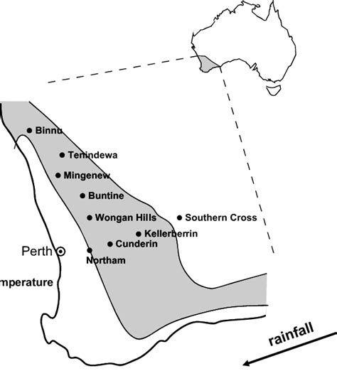 Map Of Southwest Australia Showing The Nine Study Sites The Shaded