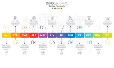 Timeline Infographic Template With 12 Label 12 Months 1 Year With