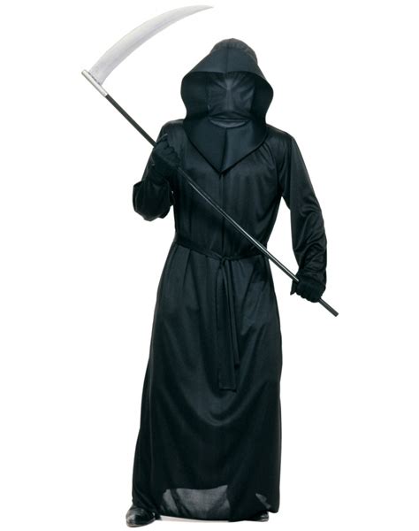 Mesh Face Black Robe Grim Reaper Costume Robe