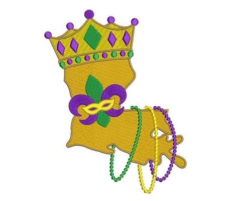 Mardi Gras Louisiana State With Crown And Beads Filled Machine Etsy