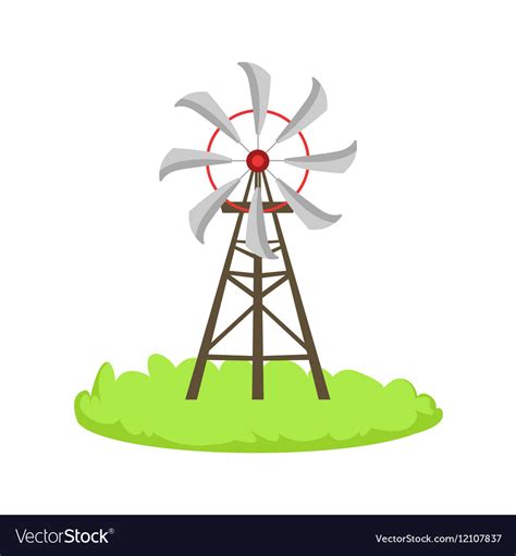 Energy Windmill Structure Cartoon Farm Related Vector Image