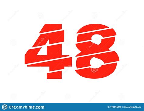 Modern Red 48 Number Design Vector Illustration Numeral Vector Trendy