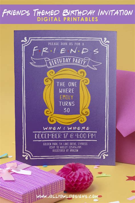 Friends Tv Show Party Invitation Jolly Owl Designs