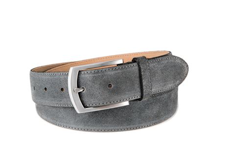 Mens Belt Dark Grey Suede Leather Belt Brushed Silver Buckle Etsy