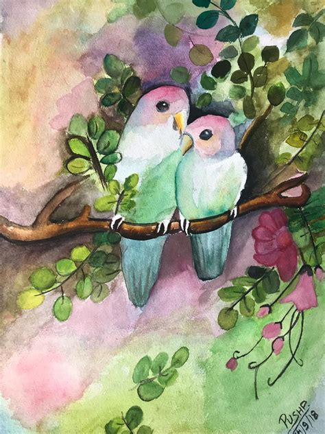 Love Birds Painting By Pushpendra Harshwal Paintings Fine Art For Sell