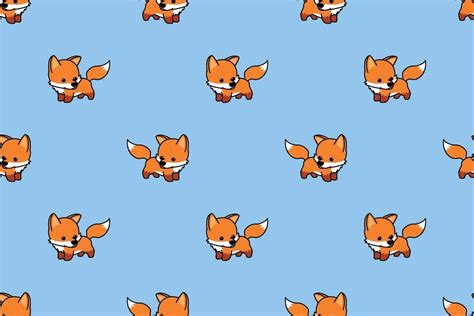Cute Baby Fox Cartoon Seamless Pattern Graphic By Cutepets · Creative