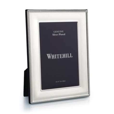 Whitehill Plate Frame Bead Velvet Back Silver 15cm X 10cm Minimax