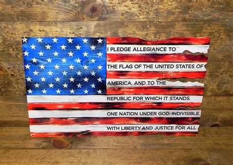 The Pledge Of Allegiance Usa Flag Metal Sign Patriotic Wall Hanging Decor 24 X