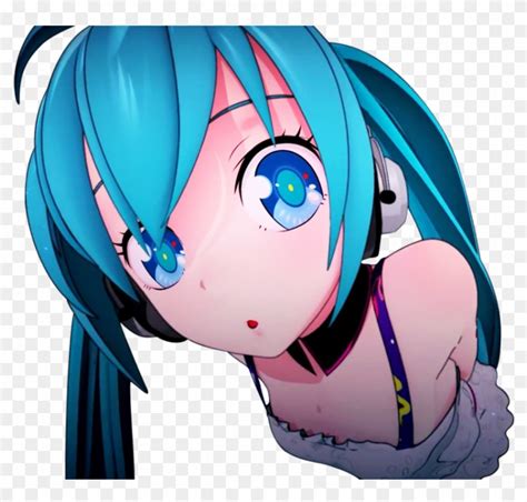 Hatsune Miku Blue Haired Anime Girl With Headphones Hd Png Download