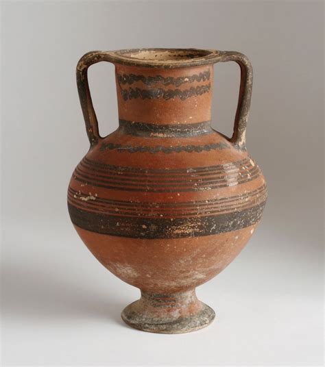 Large Ancient Black On Red Pottery Amphora Cypriot Greek Etruscan