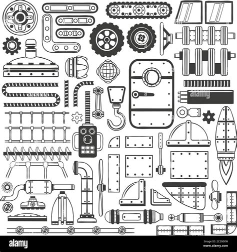 Compilation Of Machinery Parts Stock Vector Image And Art Alamy