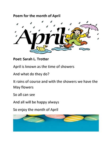 Poem For The Month Of April Hudson Park