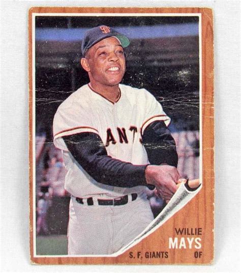 Willie mays baseball card value. 1962 TOPPS WILLIE MAYS NO. 300 BASEBALL CARD