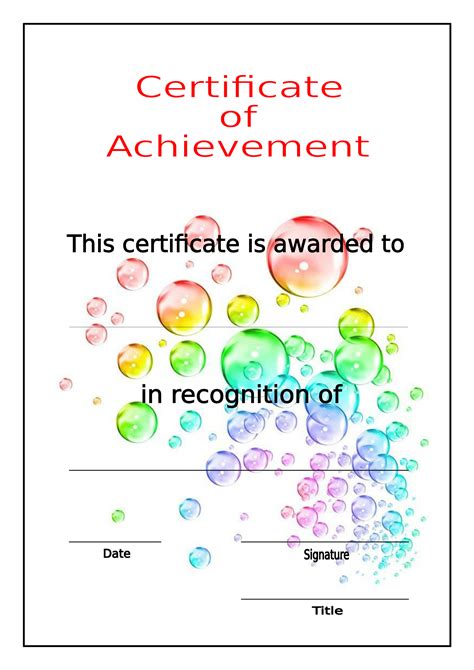 Printable Certificate Of Achievement Free Download Template