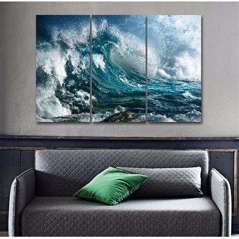 Hd Printed Blue Sea Waves Painting Canvas Print Room Decor Print Poster